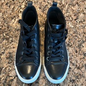 Kenneth Cole Black Leather High-Top Sneakers
